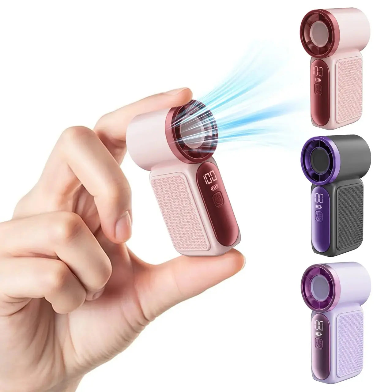 Turbo Travel Fan with LED Display – 6-Speed USB Rechargeable Pocket Cooling Fan