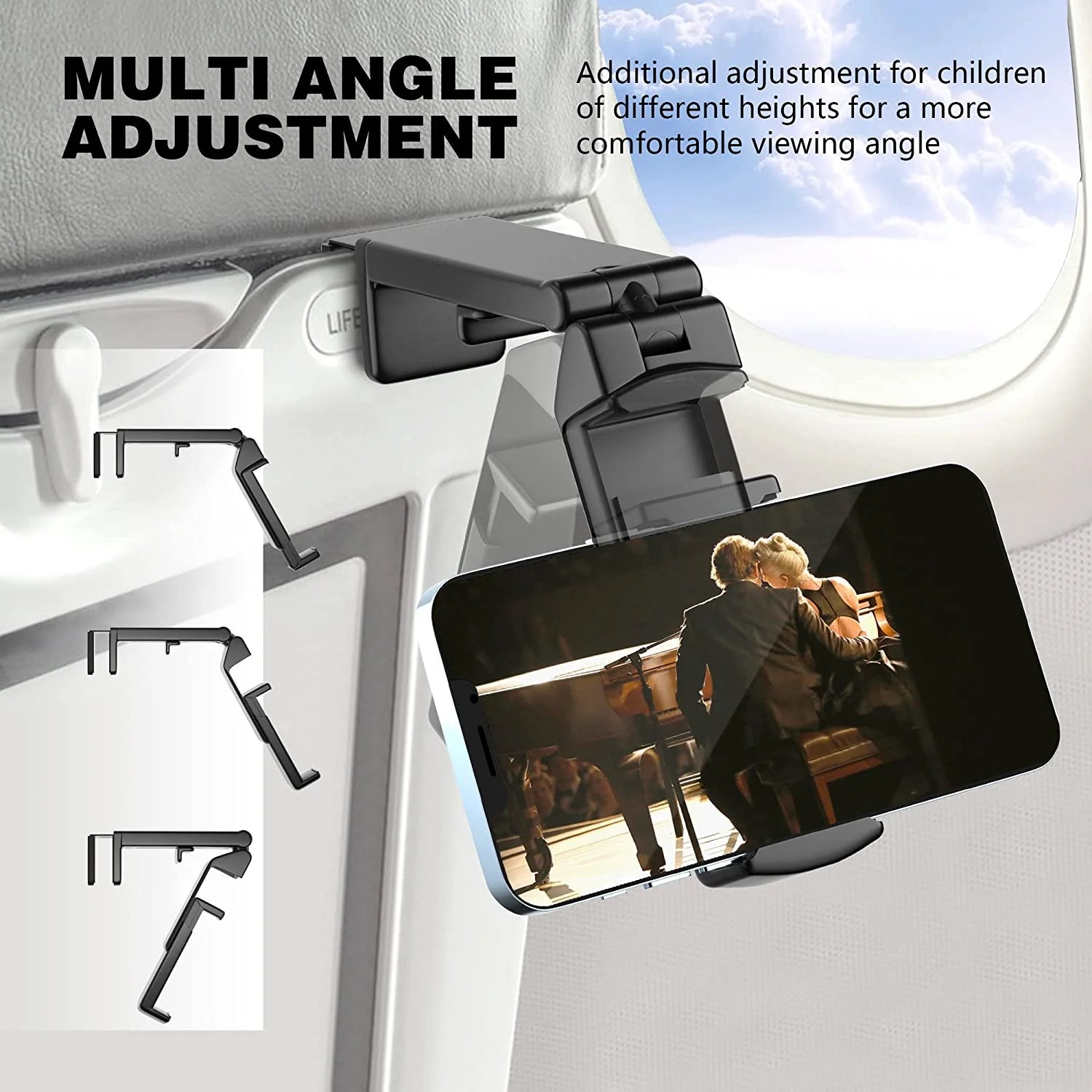 Universal Airplane Phone Holder Mount – Foldable Travel Phone Stand with Dual 360° Rotation