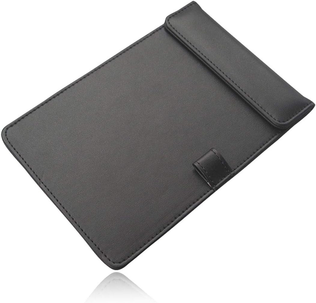 4.7" X 7.5" PU Leather Clipboard, A6 File Clip Document Organizer Writing Pad Office Business Card Holder, Magnetic Conference Pad with Pen Holder, Black