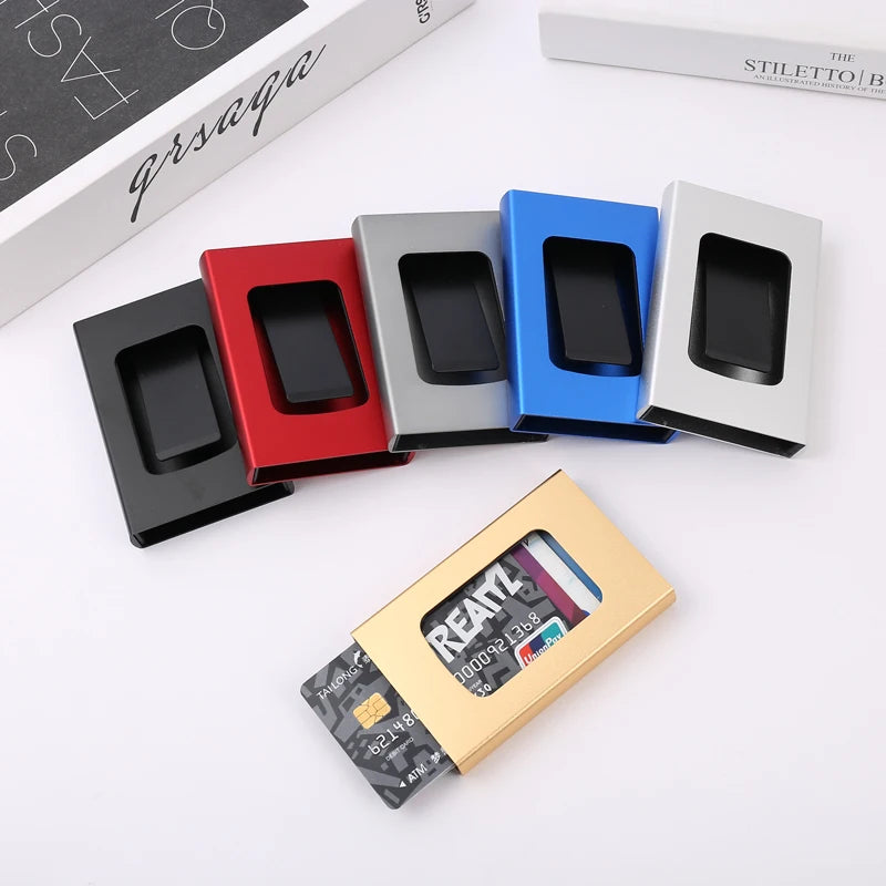 RFID Blocking Metal Card Holder Wallet – Slim Aluminum Travel Wallet for Credit Cards & IDs
