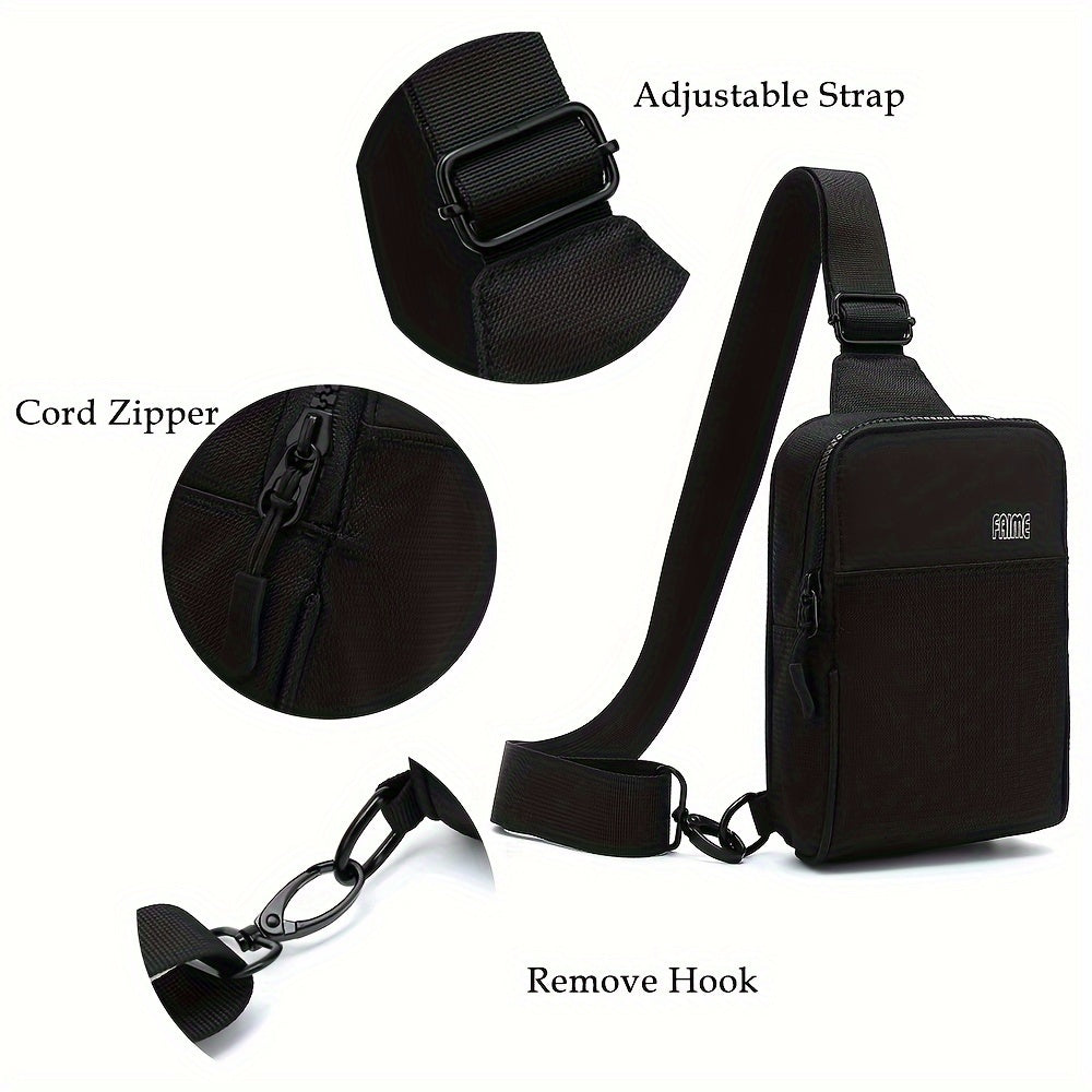 Small Crossbody Bags for Women & Men, Mini Sling Bag Fanny Packs Crossbody Purse, Chest Bag for Travelling, Hiking, Running -Black