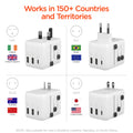 HyperGear WorldCharge Universal Travel Adapter – Worldwide Plug Adapter with USB-C Fast Charging