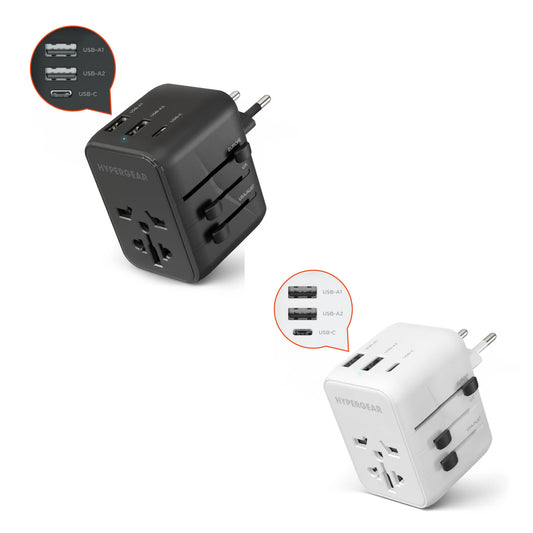 HyperGear WorldCharge Universal Travel Adapter – Worldwide Plug Adapter with USB-C Fast Charging