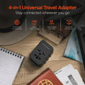 HyperGear WorldCharge Universal Travel Adapter – Worldwide Plug Adapter with USB-C Fast Charging