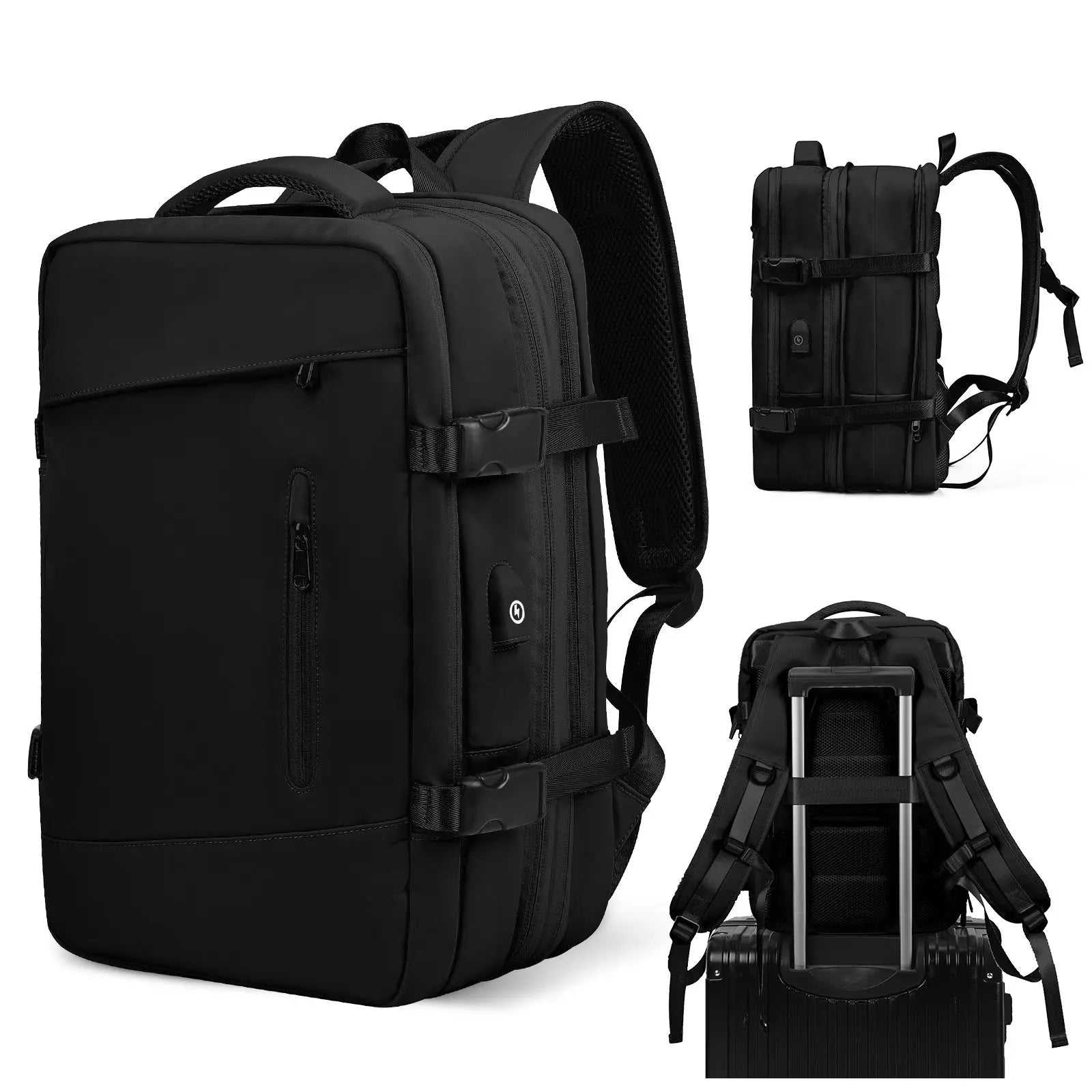 Expandable Travel Laptop Backpack for 17” Laptops – Waterproof Carry-On Business & Leisure Travel Backpack