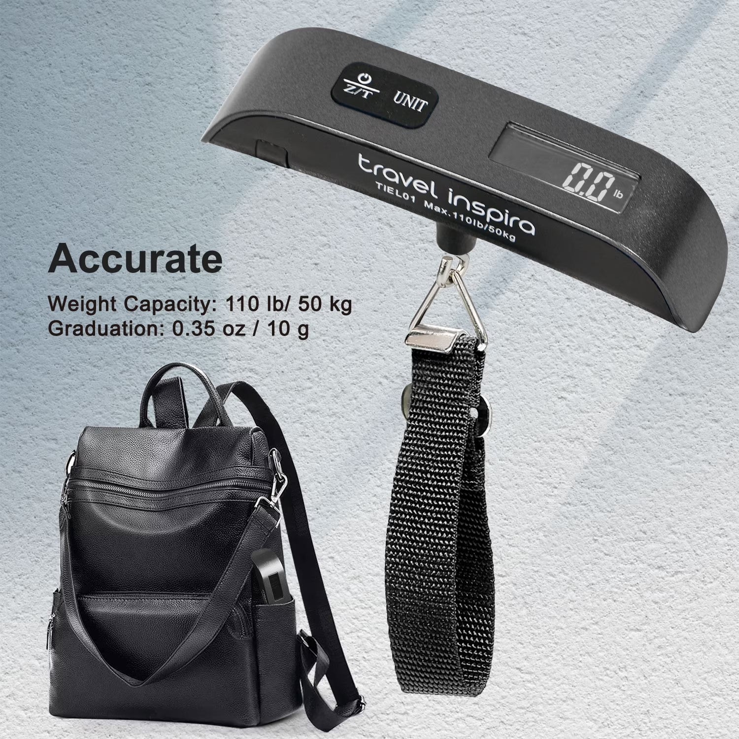 Digital Luggage Scale with Overweight Alert – Portable 110lb/50kg Travel Baggage Scale with Backlit LCD