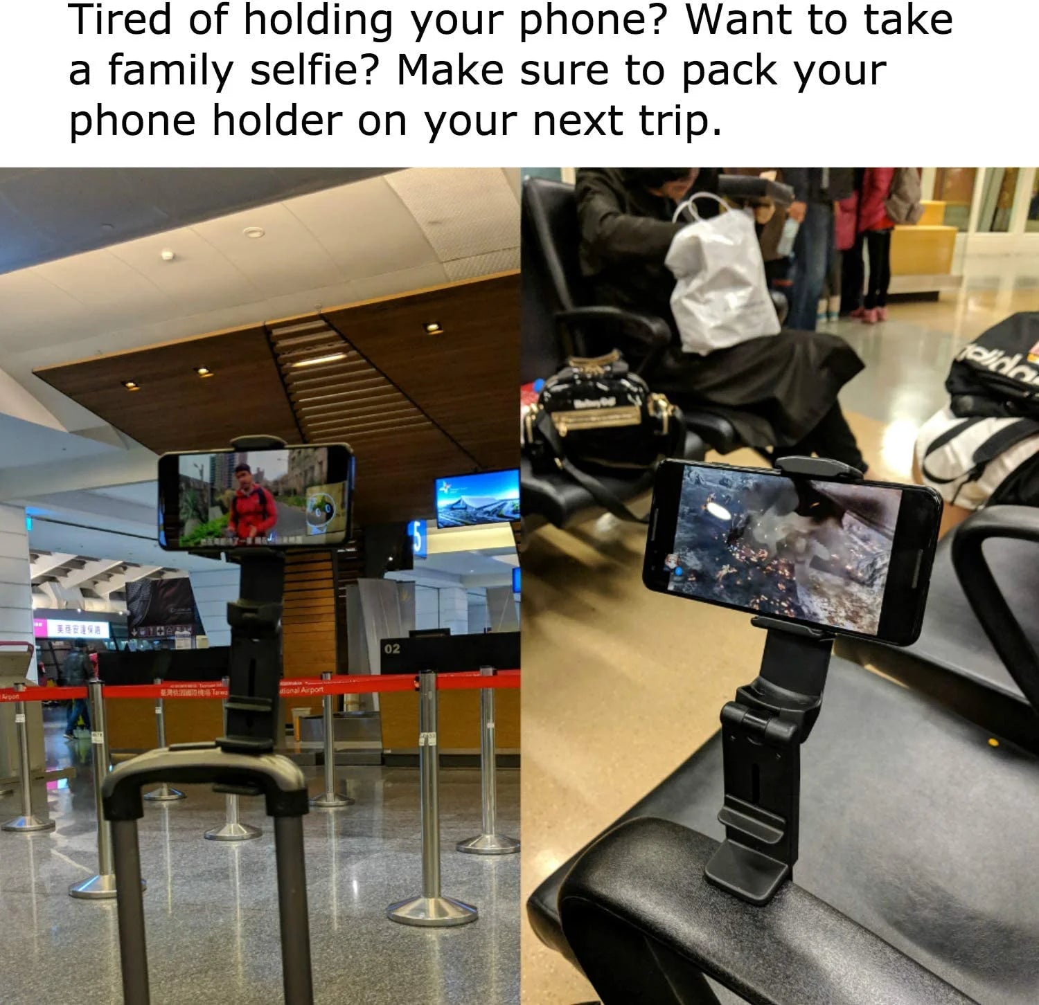 Universal Airplane Phone Holder Mount – Foldable Travel Phone Stand with Dual 360° Rotation