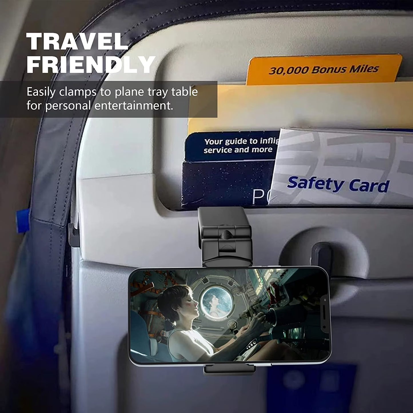 Universal Airplane Phone Holder Mount – Foldable Travel Phone Stand with Dual 360° Rotation