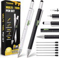 Stocking Stuffers for Men, 9 in 1 Metal Multitool Pen 2Pcs and Refill 6Pcs, Unique Tech Tool Pen from Wife Daughter to Father Boyfriend Husband on Christmas, Birthday, Valentine'S Day