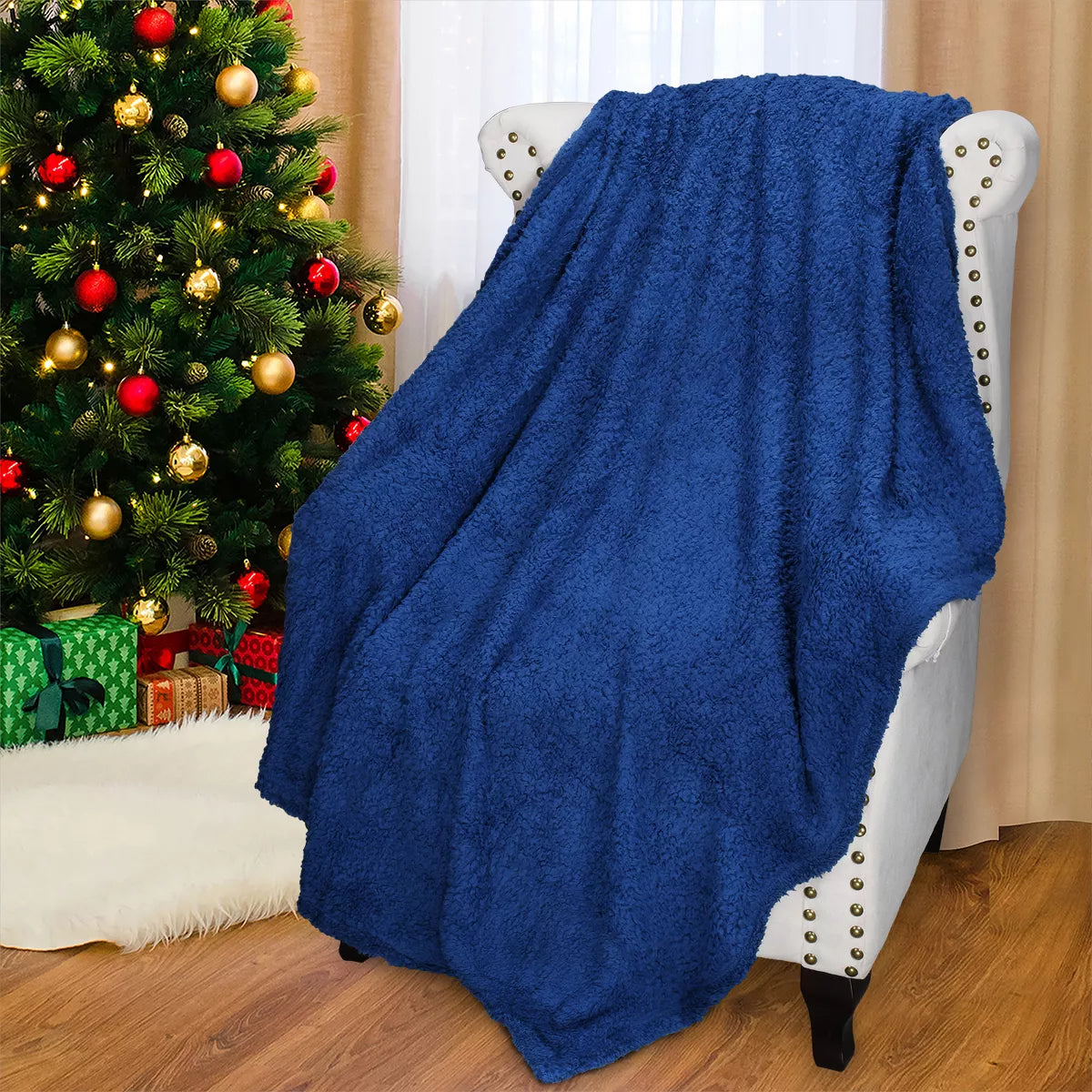 Catalonia Reversible Fleece Throw Blanket, Super Soft Fluffy Fuzzy Blanket Throw 50X60 Inches, Cozy Gift