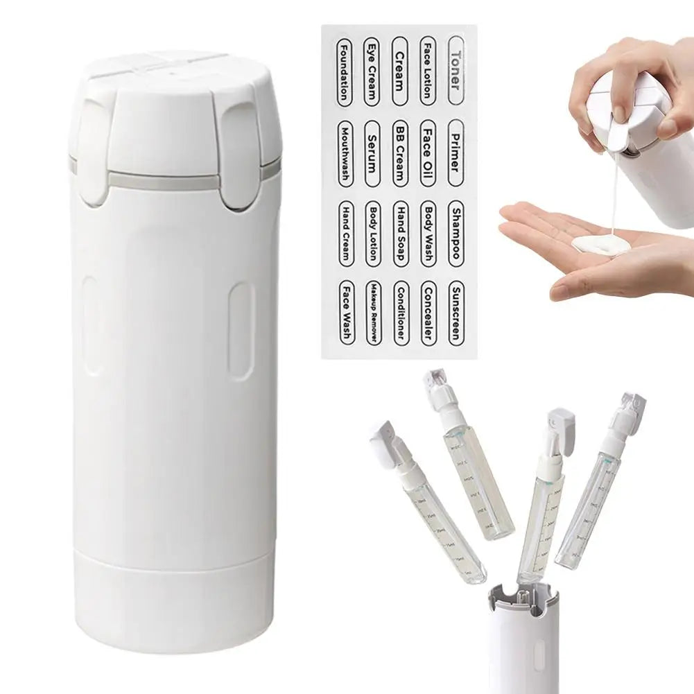 4-in-1 Portable Travel Toiletry Bottle Set – Refillable Leakproof Cosmetic Containers