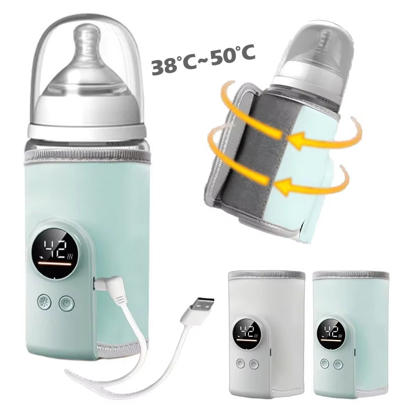 Portable USB Baby Bottle Warmer – Smart Temperature Control Milk Warmer Sleeve for Travel