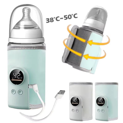 Portable USB Baby Bottle Warmer – Smart Temperature Control Milk Warmer Sleeve for Travel