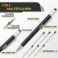 Stocking Stuffers for Men, 9 in 1 Metal Multitool Pen 2Pcs and Refill 6Pcs, Unique Tech Tool Pen from Wife Daughter to Father Boyfriend Husband on Christmas, Birthday, Valentine'S Day