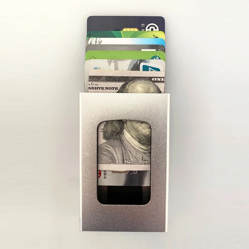 RFID Blocking Metal Card Holder Wallet – Slim Aluminum Travel Wallet for Credit Cards & IDs