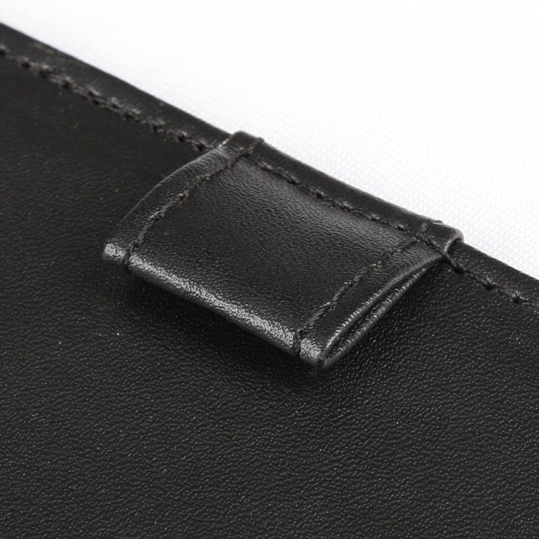 4.7" X 7.5" PU Leather Clipboard, A6 File Clip Document Organizer Writing Pad Office Business Card Holder, Magnetic Conference Pad with Pen Holder, Black