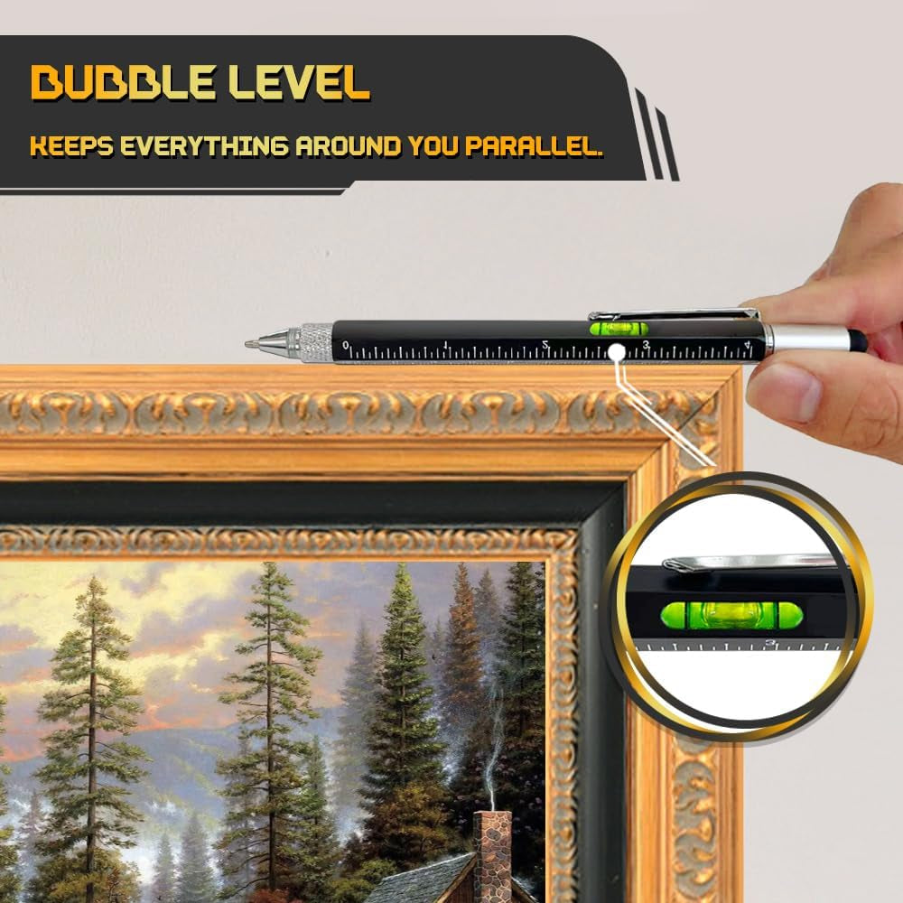 Stocking Stuffers for Men, 9 in 1 Metal Multitool Pen 2Pcs and Refill 6Pcs, Unique Tech Tool Pen from Wife Daughter to Father Boyfriend Husband on Christmas, Birthday, Valentine'S Day