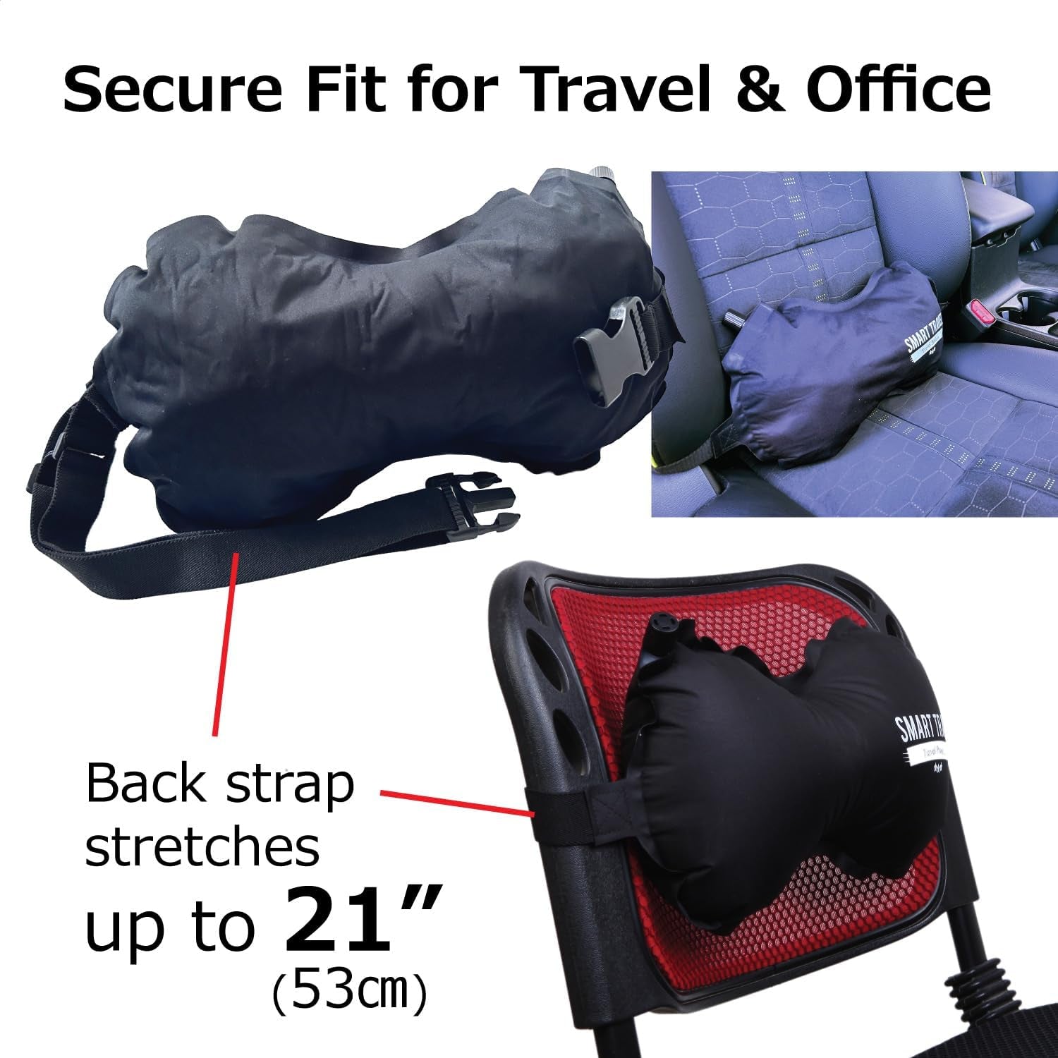 Travel Products Inflatable Travel Lumbar Pillow for Airplane Seat – Adjustable Lower Back Support Cushion for Long Flights