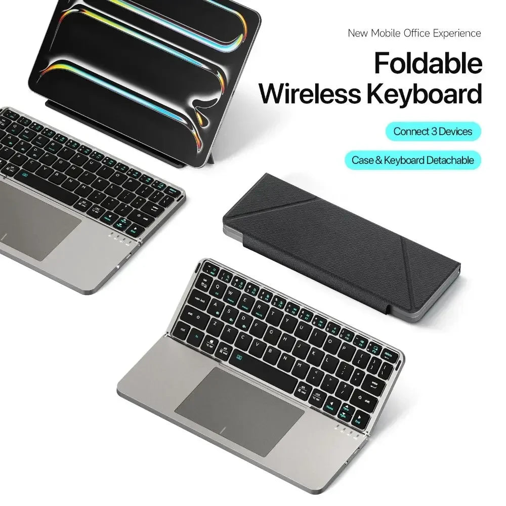 Foldable Bluetooth Keyboard with Touchpad – Wireless Travel Keyboard for iPhone, Android, Windows & Mac