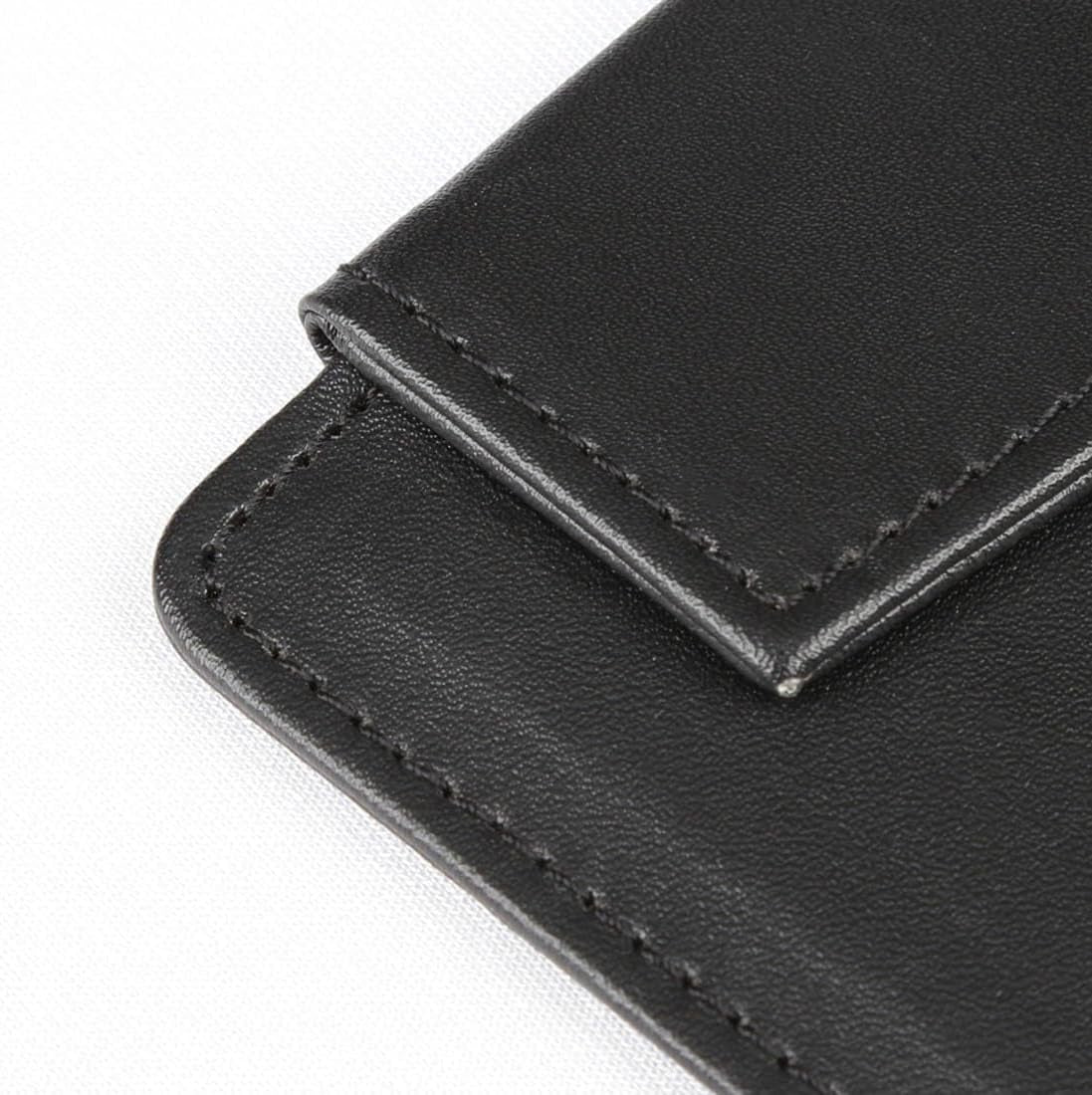 4.7" X 7.5" PU Leather Clipboard, A6 File Clip Document Organizer Writing Pad Office Business Card Holder, Magnetic Conference Pad with Pen Holder, Black