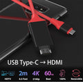 USB-C/PD 4K HDMI Cable Compatible with Google Pixel Xl/Pixel 3/Pixel 3 Xl/Pixel 3A/Pixel 4 XL with Full 2160P@30Hz, 6Ft/2M Cable [Red, Thunderbolt 3 Compatible]
