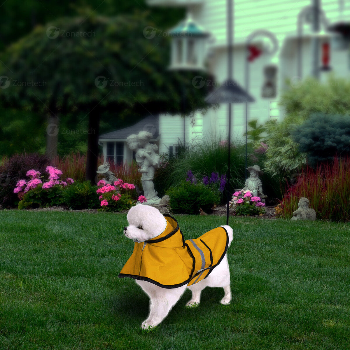 Zone Tech Pet Dog Raincoat Protection Hood Medium with Reflective Stripe Strip