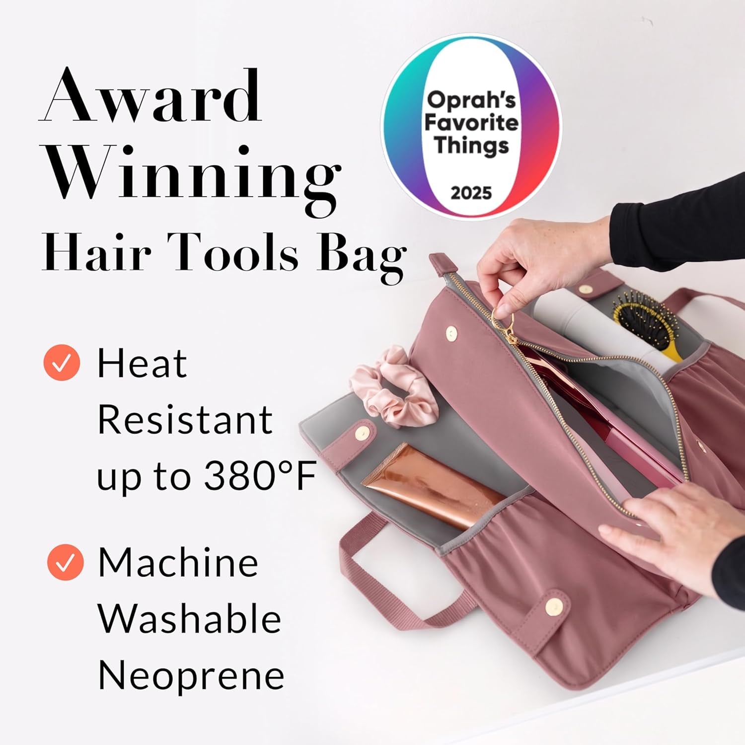 Hair Tools Bag - Oprah’S Favorite Things Winner - Neoprene Hair Tools Travel Bag & Hair Accessories Organizer Case (Mauve)