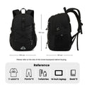 Travel Backpack for Men and Women, Water Resistant College Bookbag, Lightweight School Carry on Back Pack, Black