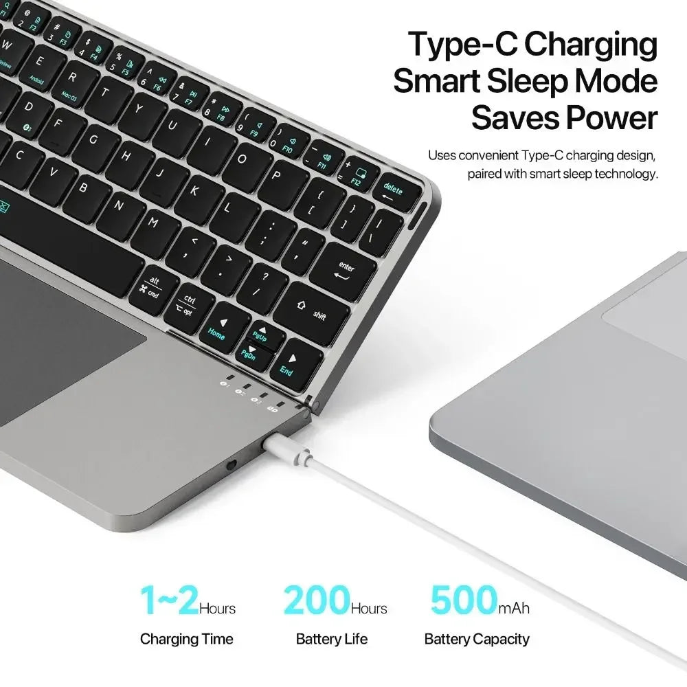 Foldable Bluetooth Keyboard with Touchpad – Wireless Travel Keyboard for iPhone, Android, Windows & Mac