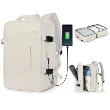 Expandable Travel Laptop Backpack for 17” Laptops – Waterproof Carry-On Business & Leisure Travel Backpack