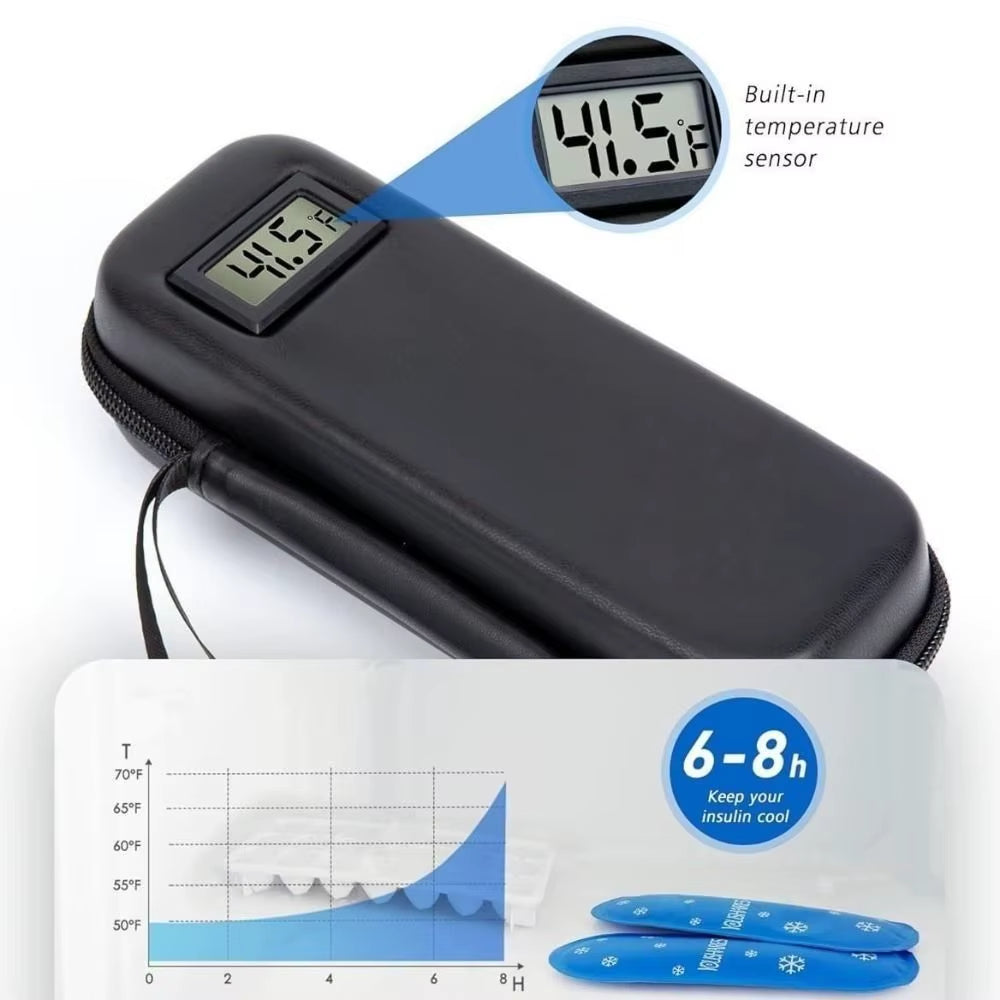 Insulin Cooler Travel Case – Portable Waterproof Diabetes Medication Cooling Bag with Temperature Display