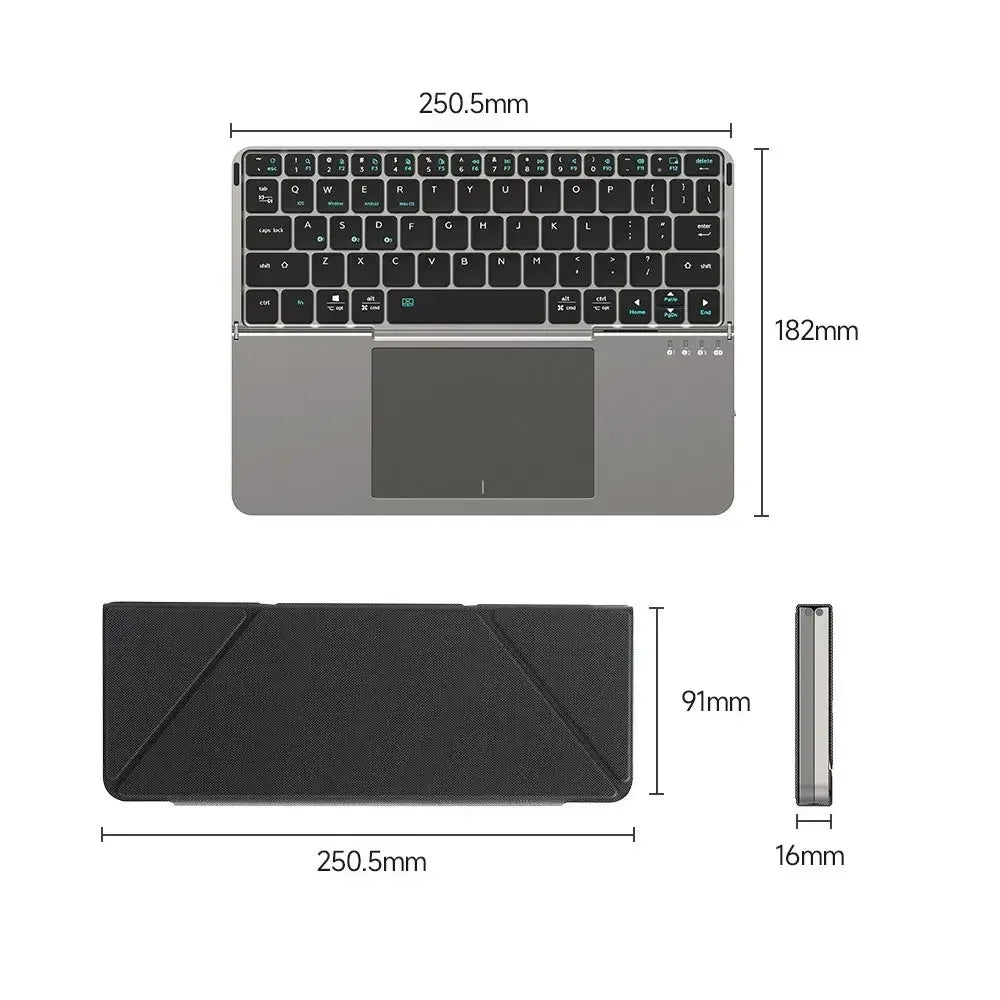 Foldable Bluetooth Keyboard with Touchpad – Wireless Travel Keyboard for iPhone, Android, Windows & Mac