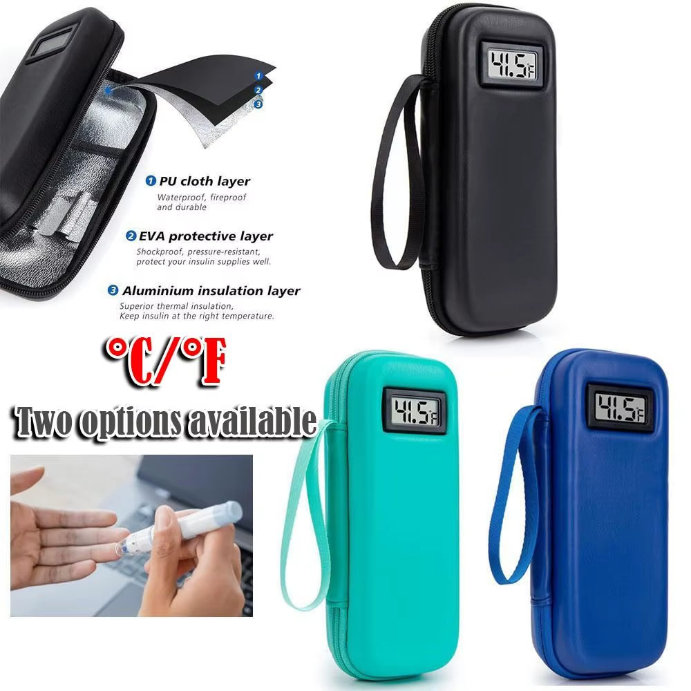 Insulin Cooler Travel Case – Portable Waterproof Diabetes Medication Cooling Bag with Temperature Display