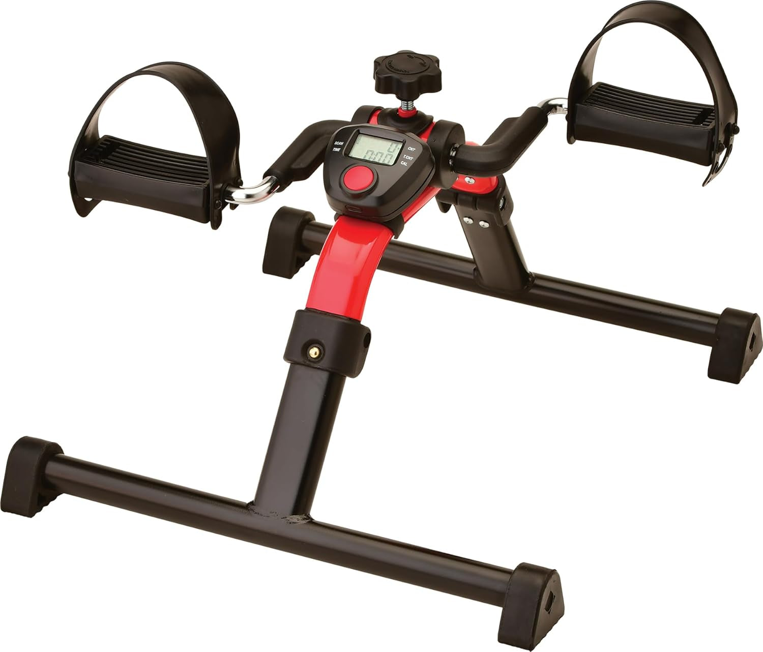 Medical Products Pedal Exerciser with Digital Display Tracker, Foldable Hand and Foot Cycle Exerciser, Great for Home, Office or Travel, Red