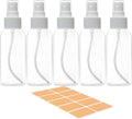 5 Pack 3.4 Oz Travel Spray Bottles TSA Approved Fine Mist Travel Size Spray Bottle for Liquids Refillable Empty Clear Plastic Bottles with Labels