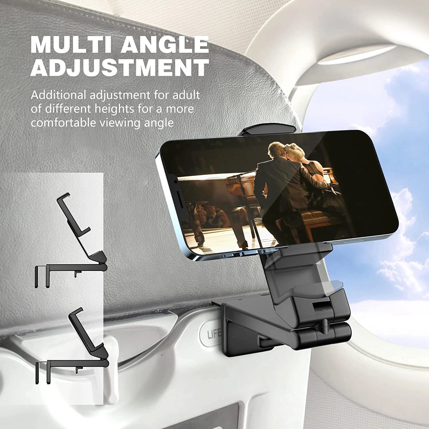 Universal Airplane Phone Holder Mount – Foldable Travel Phone Stand with Dual 360° Rotation