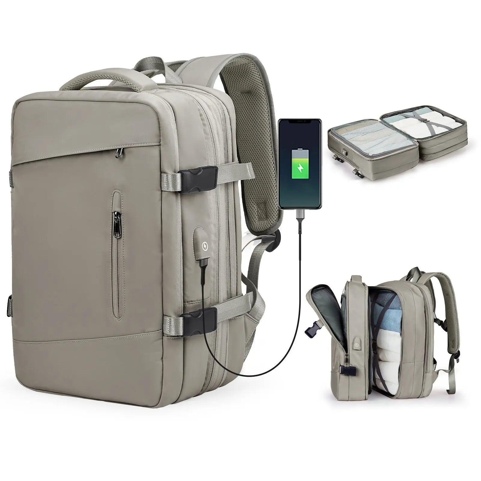 Expandable Travel Laptop Backpack for 17” Laptops – Waterproof Carry-On Business & Leisure Travel Backpack