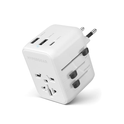 HyperGear WorldCharge Universal Travel Adapter – Worldwide Plug Adapter with USB-C Fast Charging