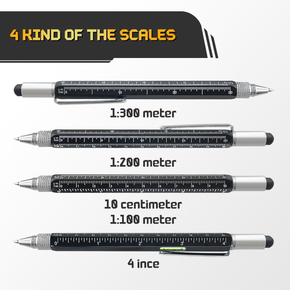 Stocking Stuffers for Men, 9 in 1 Metal Multitool Pen 2Pcs and Refill 6Pcs, Unique Tech Tool Pen from Wife Daughter to Father Boyfriend Husband on Christmas, Birthday, Valentine'S Day