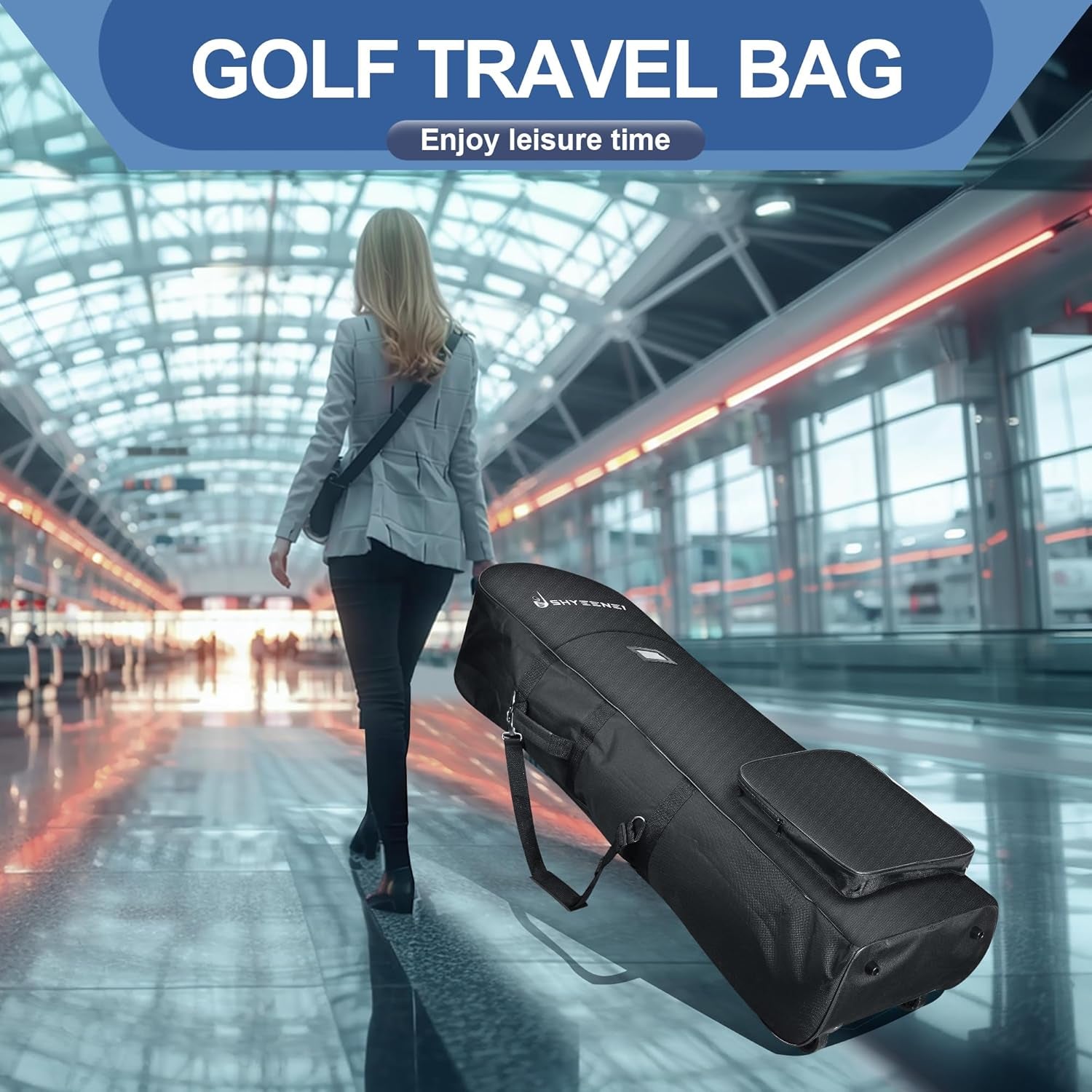 Golf Travel Bag for Airlines – Lightweight Padded Golf Club Travel Case with Wheels