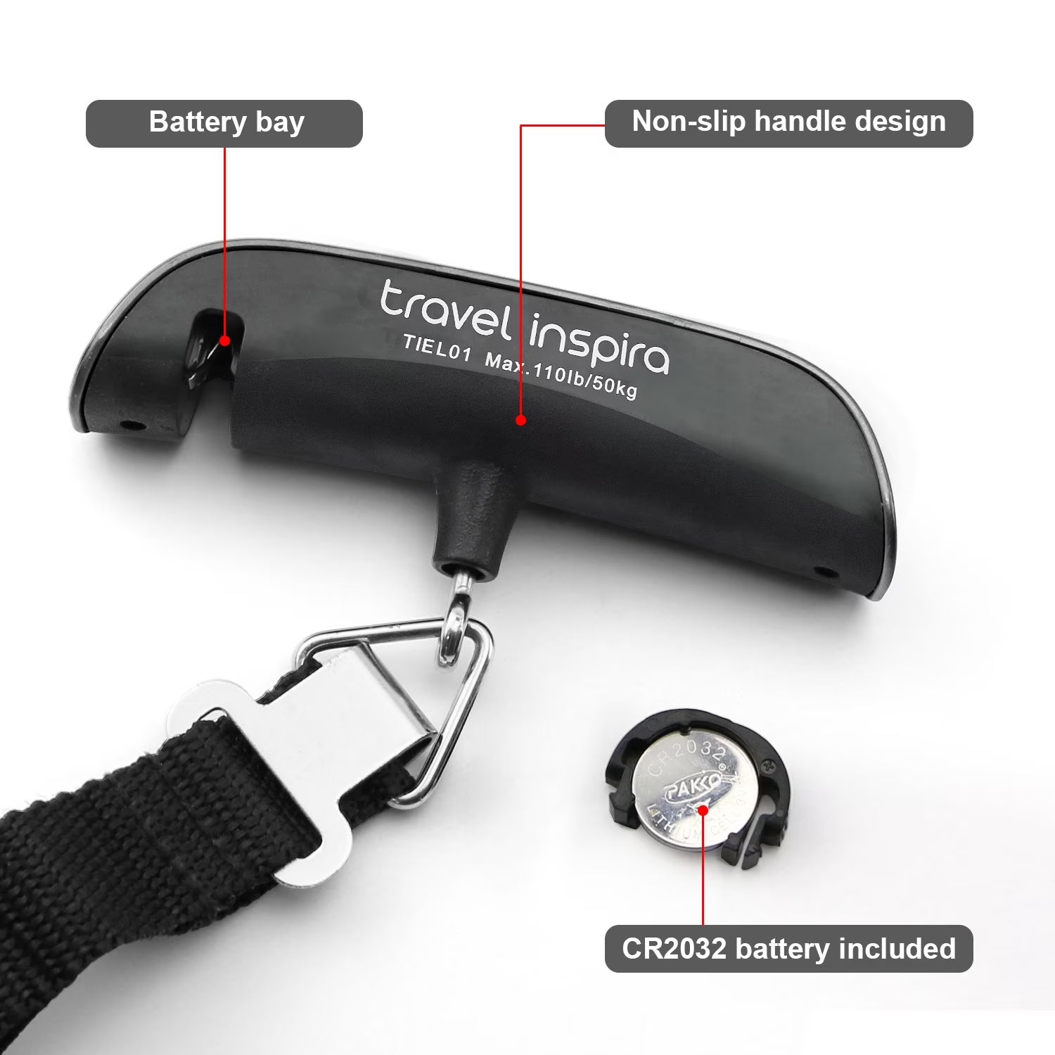 Digital Luggage Scale with Overweight Alert – Portable 110lb/50kg Travel Baggage Scale with Backlit LCD